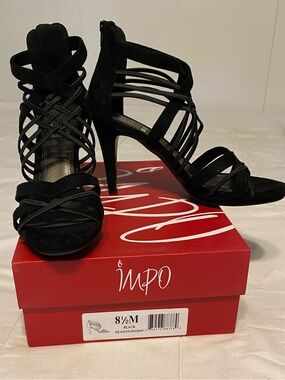 Impo Black Strappy Stiletto Sandals